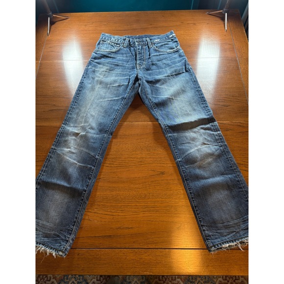 Agave Denim Gringo Classic Straight Jeans Men's Blue Distressed Frayed Hem - Picture 1 of 10